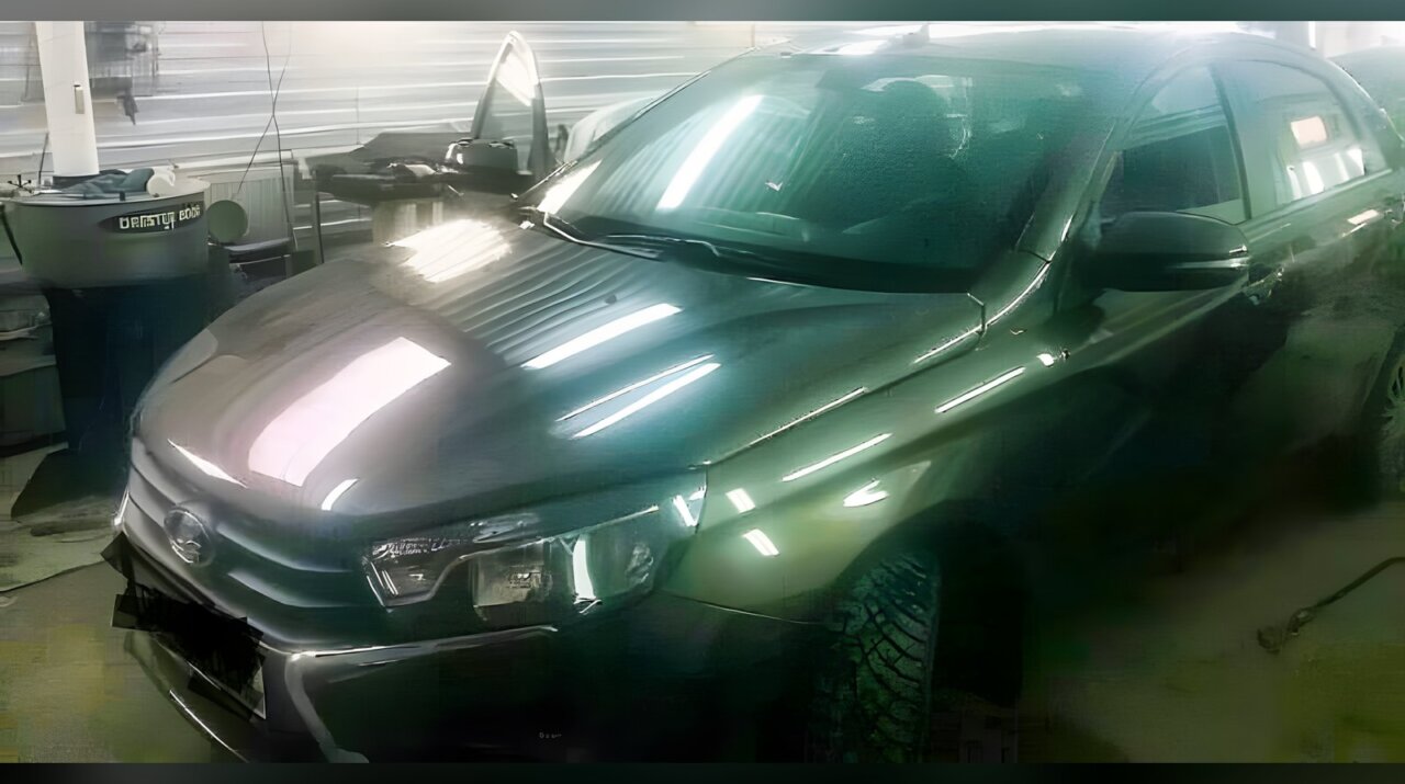 Lada Vesta: восстановление передней части на стапеле — после